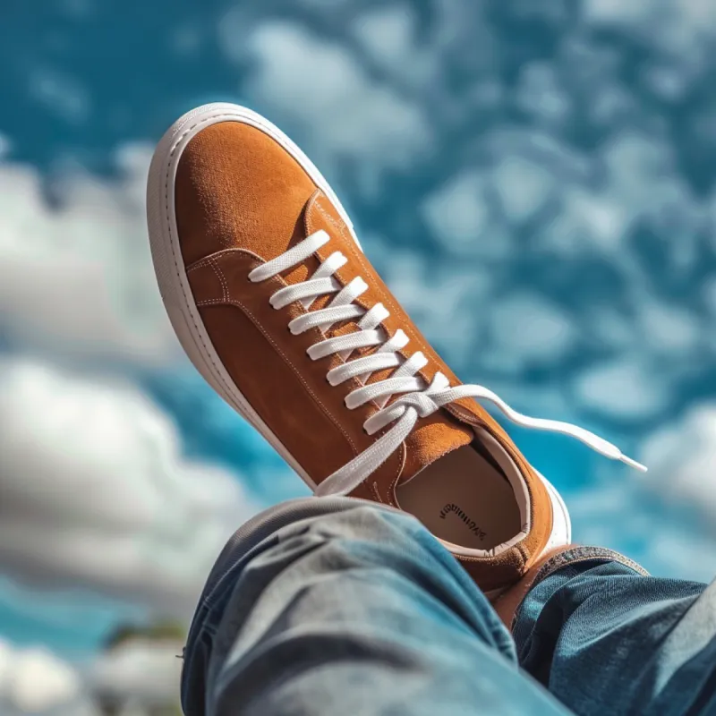 Brown Nubuck Leather GiosuÃ¨ Sneakers sold by Costoso Italiano