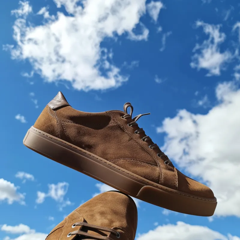 Brown Nubuck Leather Giacinto Sneakers sold by Costoso Italiano