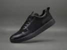 Black Leather Newsara Lace Up Running Sneaker Shoes With Black` Sole - Summer 2024 Collection sold by Costoso Italiano