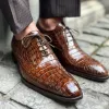 Jacopo Brown Leather Croc Print Oxford sold by Costoso Italiano