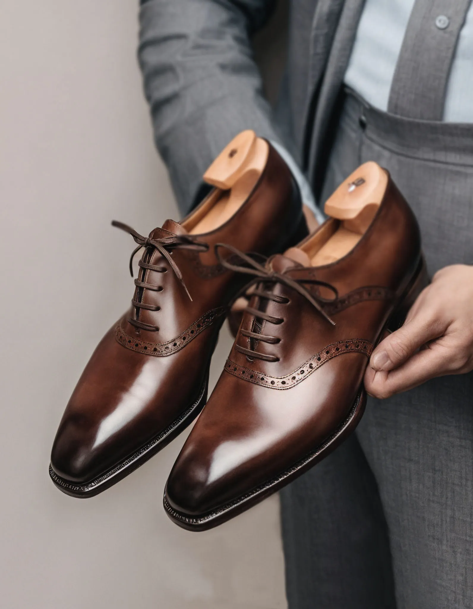 Brown Leather Kratio Brogue Oxfords - Formal Shoes sold by Costoso Italiano