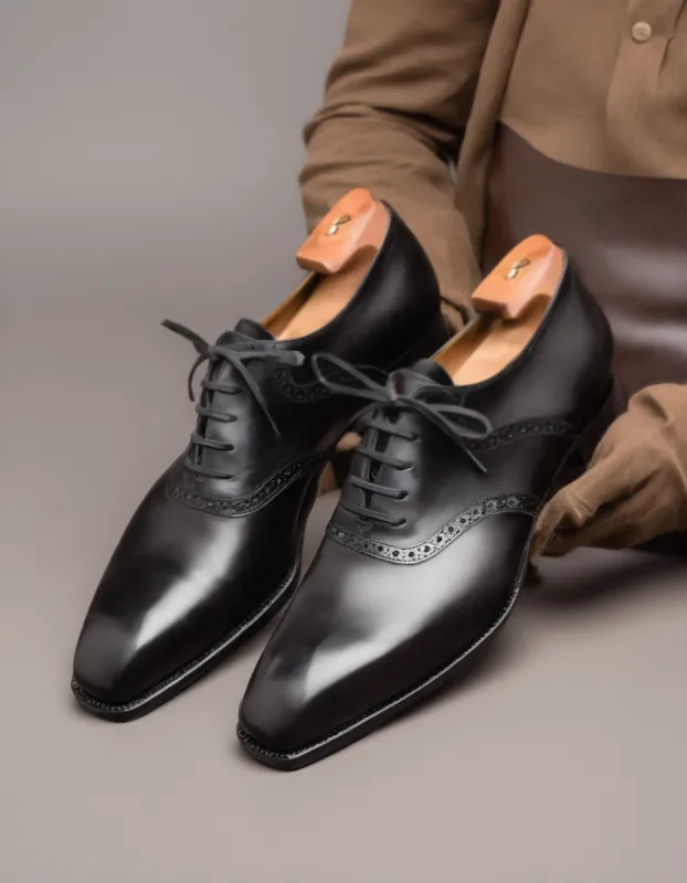 Black Leather Kratio Brogue Oxfords - Formal Shoes sold by Costoso Italiano