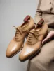 Beige Leather Kratio Brogue Oxfords - Formal Shoes sold by Costoso Italiano