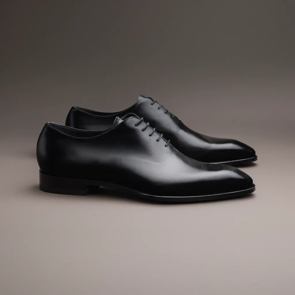 Black Leather Nandes Pointed Oxford Shoes sold by Costoso Italiano