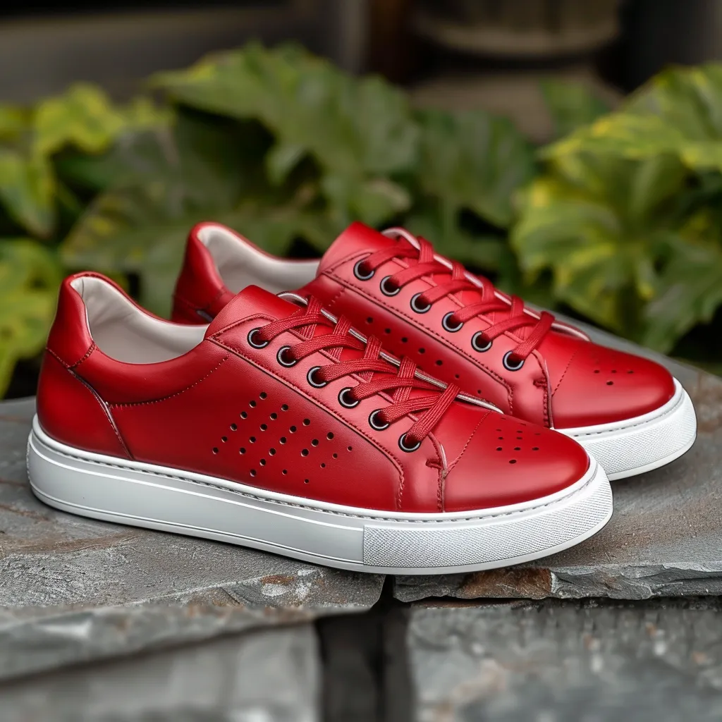 Red Leather Modesto Sneakers sold by Costoso Italiano
