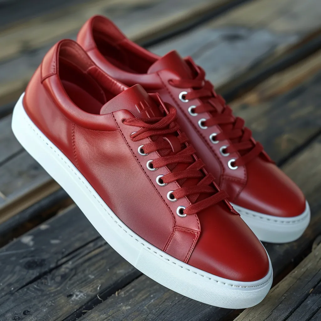 Red Leather Modesto Sneakers sold by Costoso Italiano