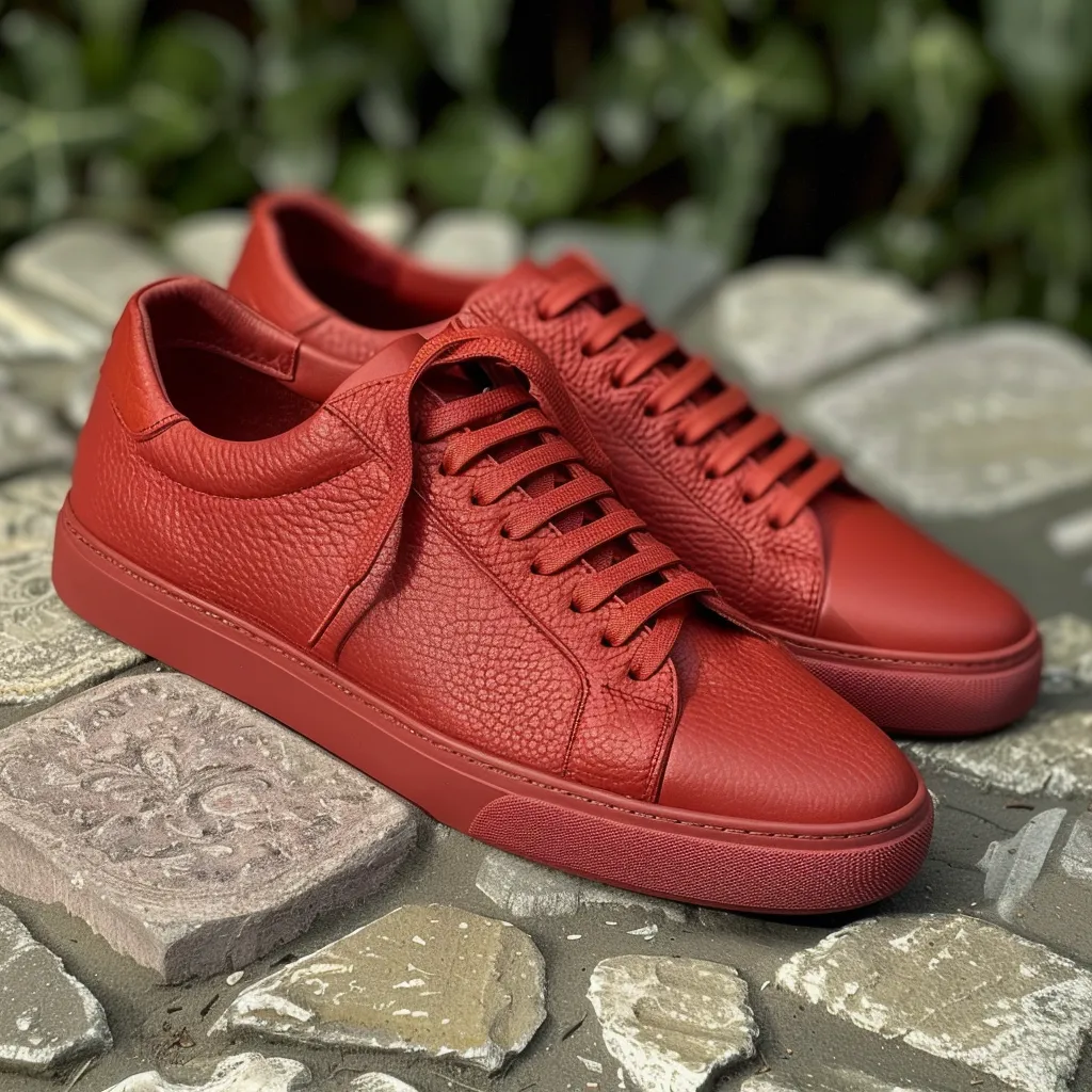 Red Leather Mirco Sneakers sold by Costoso Italiano