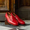 Red Leather Leandro Slip On Loafer Shoes sold by Costoso Italiano