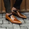 Tan Patent Leather Crescenzo Slip On Pointed Loafer Shoe sold by Costoso Italiano