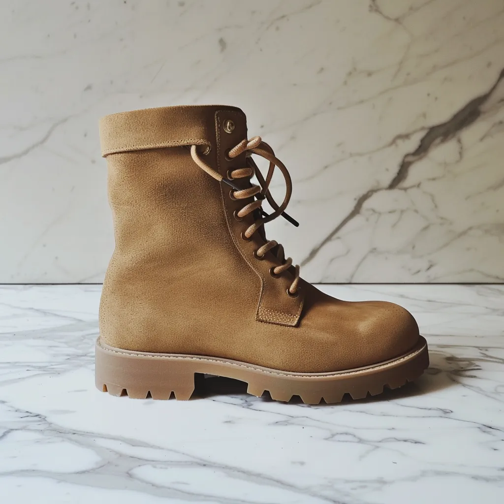 Tan Nubuck Leather Corrado Combat Boot sold by Costoso Italiano