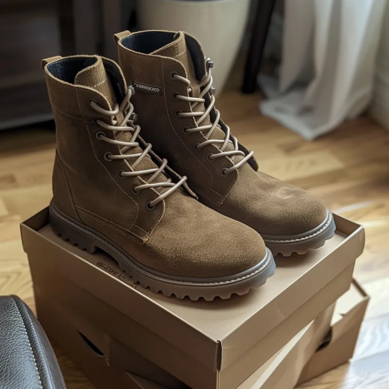 Brown Suede Bernardo Combat Boot sold by Costoso Italiano