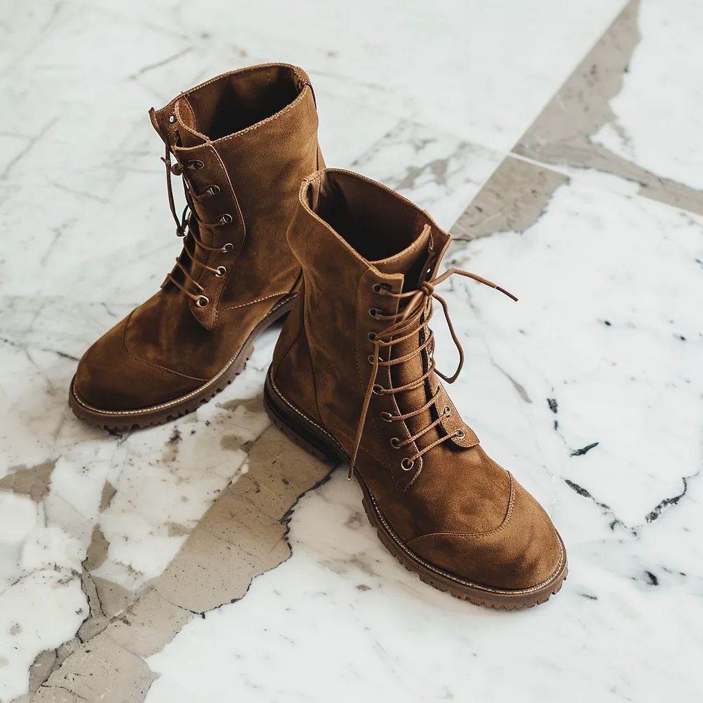 Brown Nubuck Leather Alessio Combat Boot sold by Costoso Italiano
