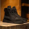 Black Suede Leather Celso Combat Boot sold by Costoso Italiano
