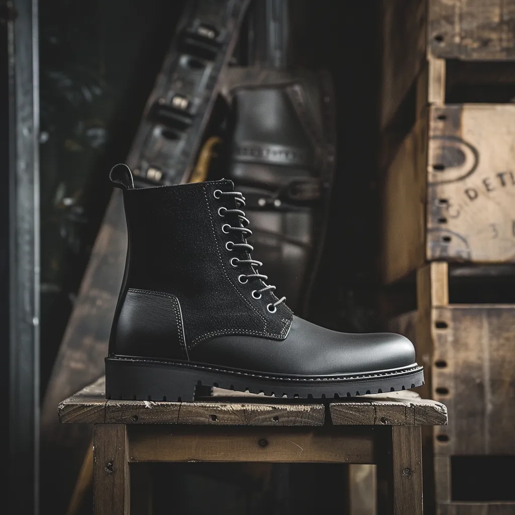 Black Nubuck Leather Bruno Combat Boot sold by Costoso Italiano