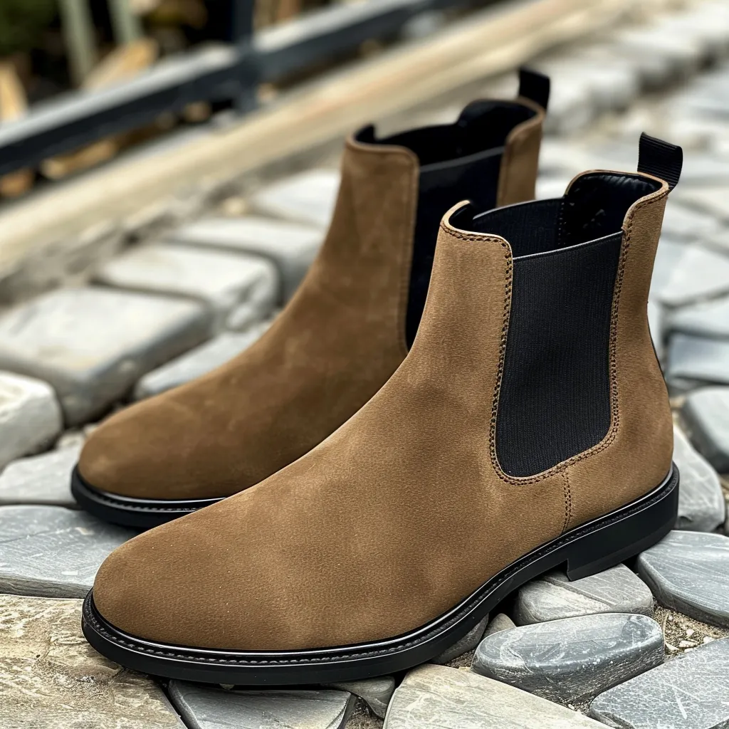 Brown Nubuck Leather Basilio Chelsea Boot sold by Costoso Italiano