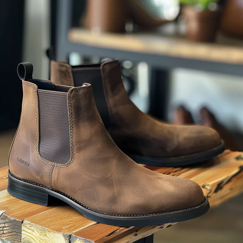 Brown Nubuck Leather Bartolo Chelsea Boot sold by Costoso Italiano