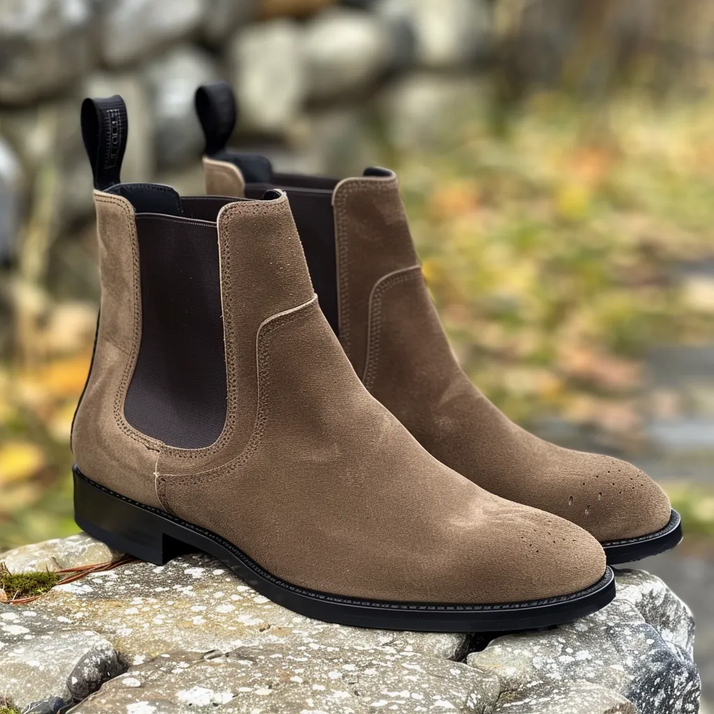 Brown Nubuck Leather Aureliano Chelsea Boot sold by Costoso Italiano