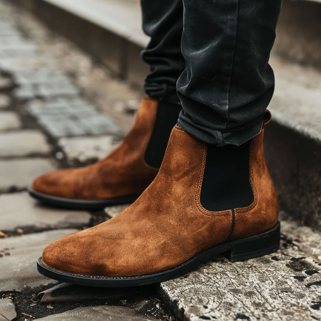 Brown Nubuck Leather Ascanio Chelsea Boot sold by Costoso Italiano