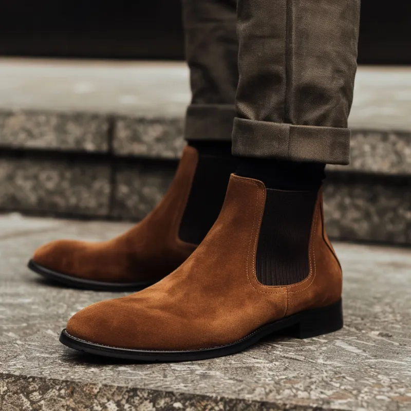 Brown Nubuck Leather Antonio Chelsea Boot sold by Costoso Italiano