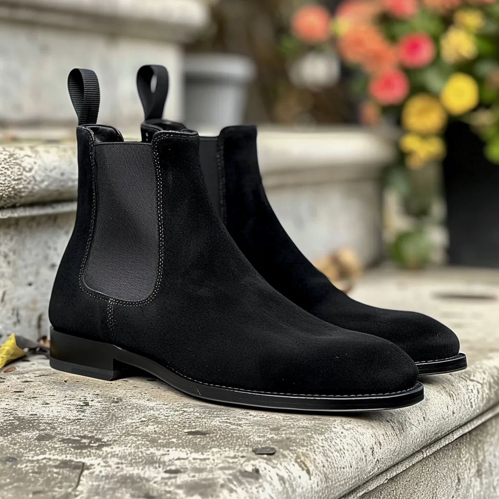 Black Nubuck Leather Alessio Chelsea Boot sold by Costoso Italiano