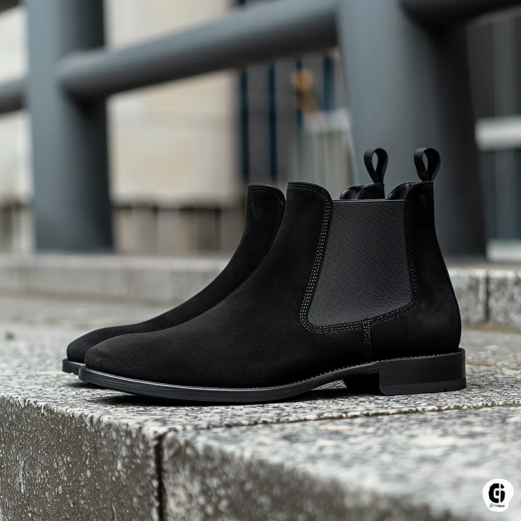 Black Nubuck Leather Aimo Chelsea Boot sold by Costoso Italiano