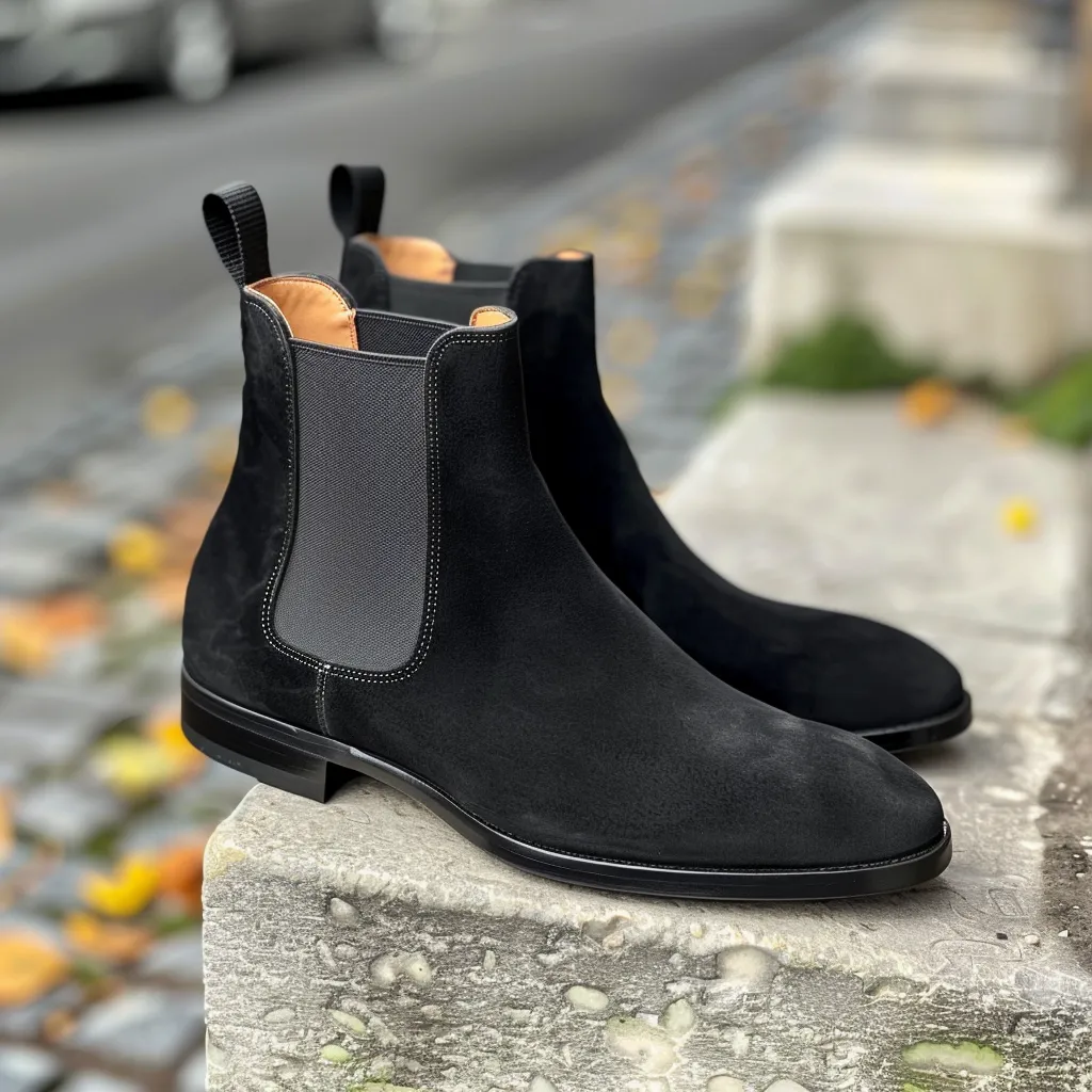 Black Nubuck Leather Adone Chelsea Boot sold by Costoso Italiano