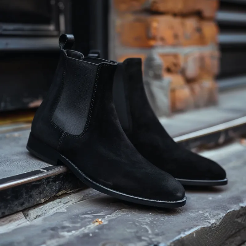 Black Nubuck Leather Adolfo Chelsea Boot sold by Costoso Italiano