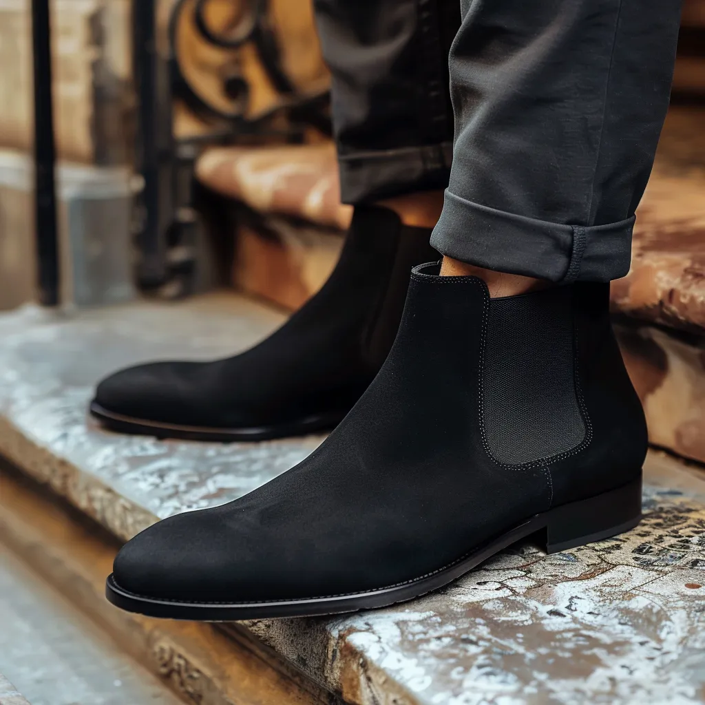 Black Nubuck Leather Adelchi Chelsea Boot sold by Costoso Italiano