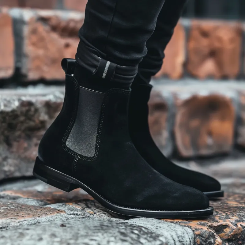 Black Nubuck Leather Abelardo Chelsea Boot sold by Costoso Italiano