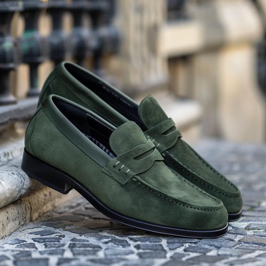 Green Suede Attilio Loafers sold by Costoso Italiano