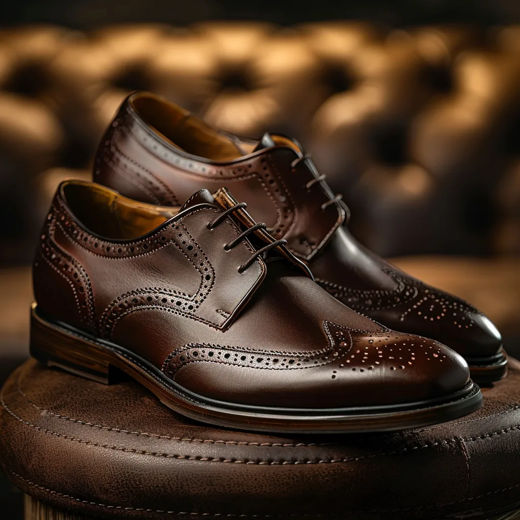 Brown Leather Bryson Brogue Derby Shoes - Formal Shoes sold by Costoso Italiano