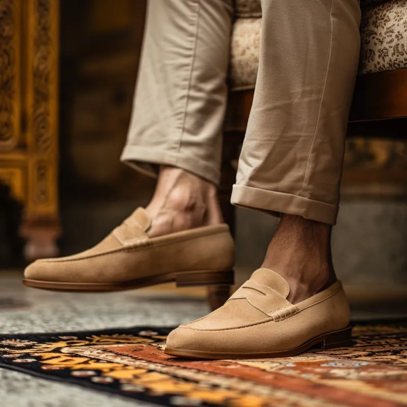 Tan Nubuck Leather Italo Loafer sold by Costoso Italiano