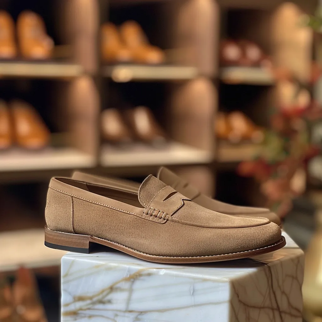 Tan Nubuck Leather Giulio Loafer sold by Costoso Italiano