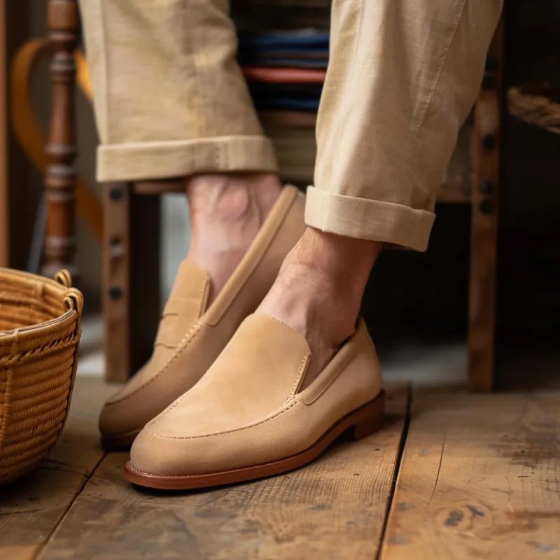 Tan Nubuck Leather Giovanni Loafer sold by Costoso Italiano