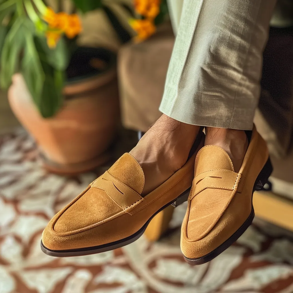 Tan Nubuck Leather Gianni Loafer sold by Costoso Italiano