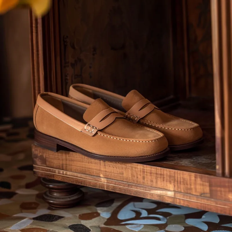 Tan Nubuck Leather Gianmaria Loafer sold by Costoso Italiano