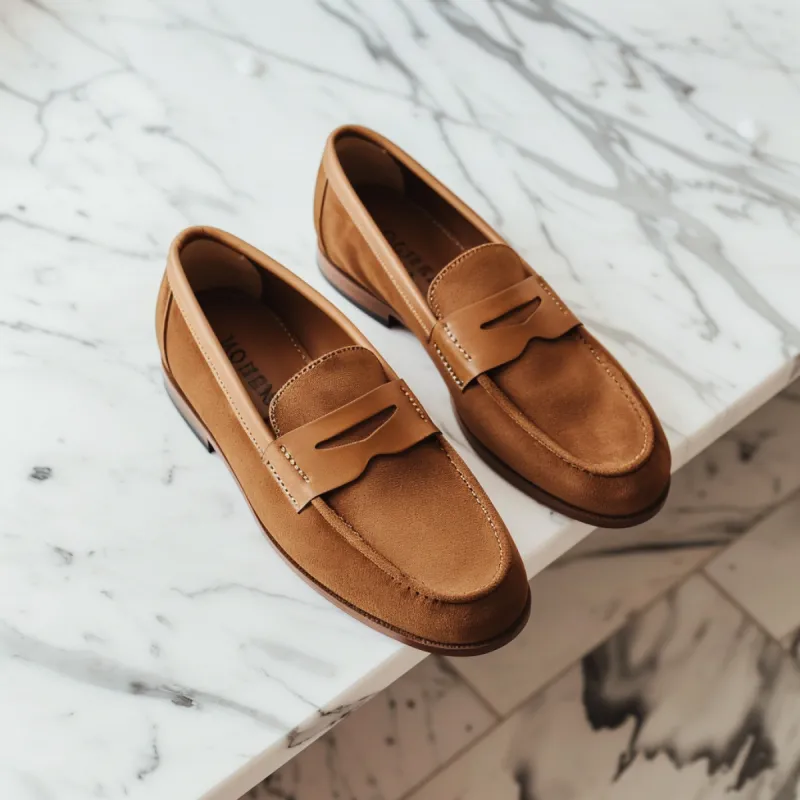 Brown Nubuck Leather Francesco Loafer sold by Costoso Italiano