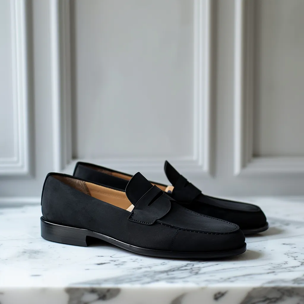 Black Nubuck Leather Fausto Loafer sold by Costoso Italiano
