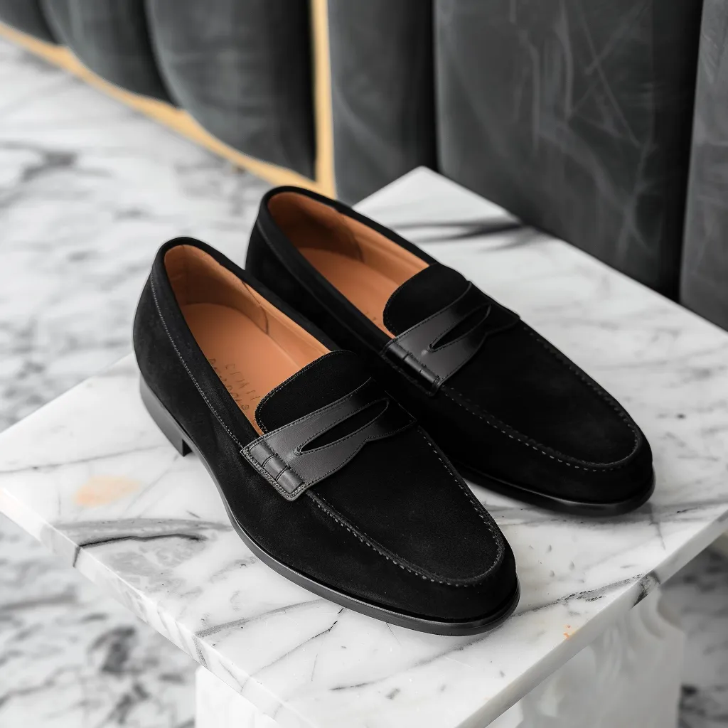 Black Nubuck Leather Enrico Loafer sold by Costoso Italiano