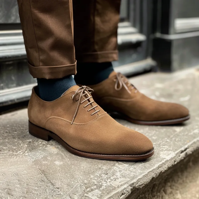 Brown Nubuck Leather Ciro Oxfords sold by Costoso Italiano