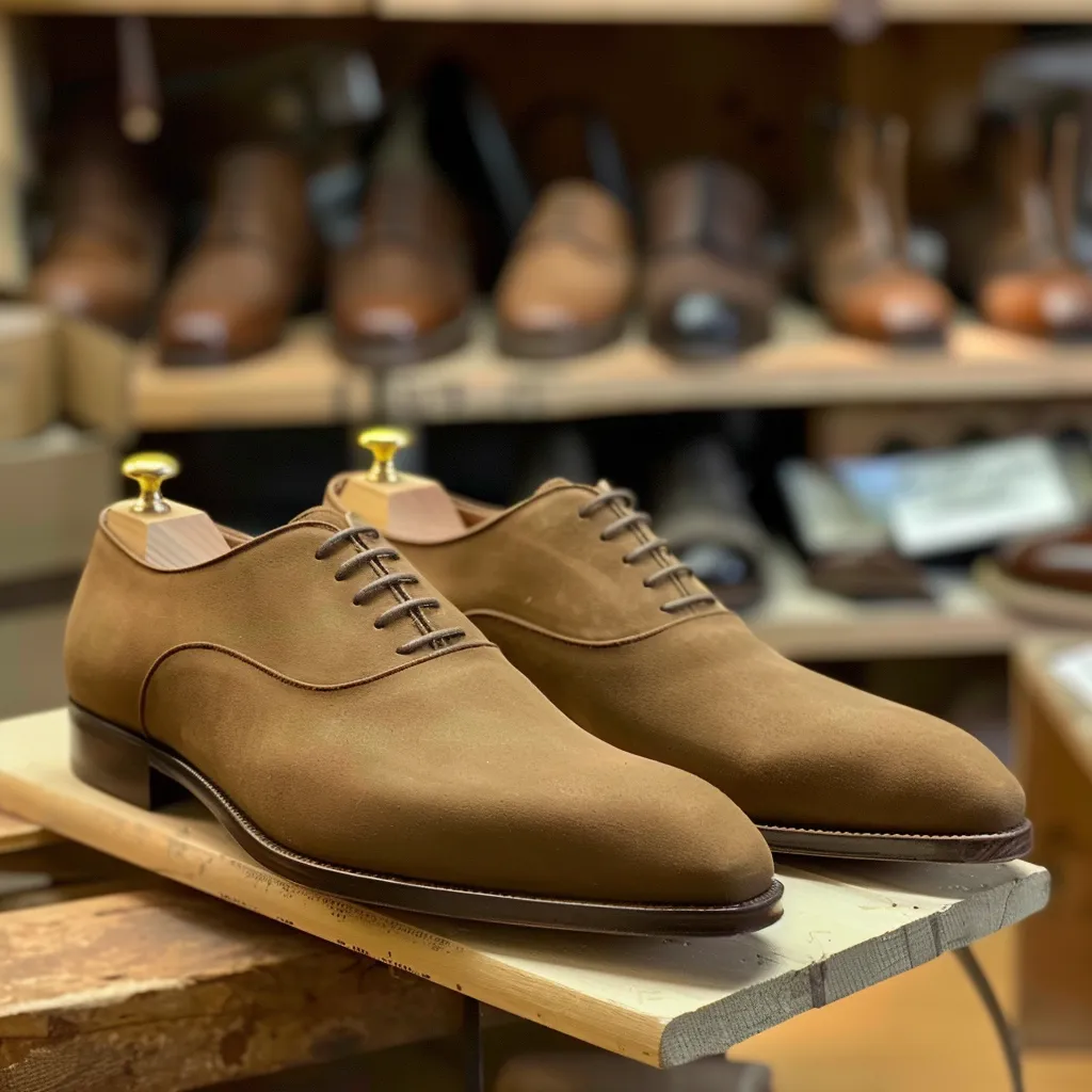 Brown Nubuck Leather Carmelo Oxfords sold by Costoso Italiano