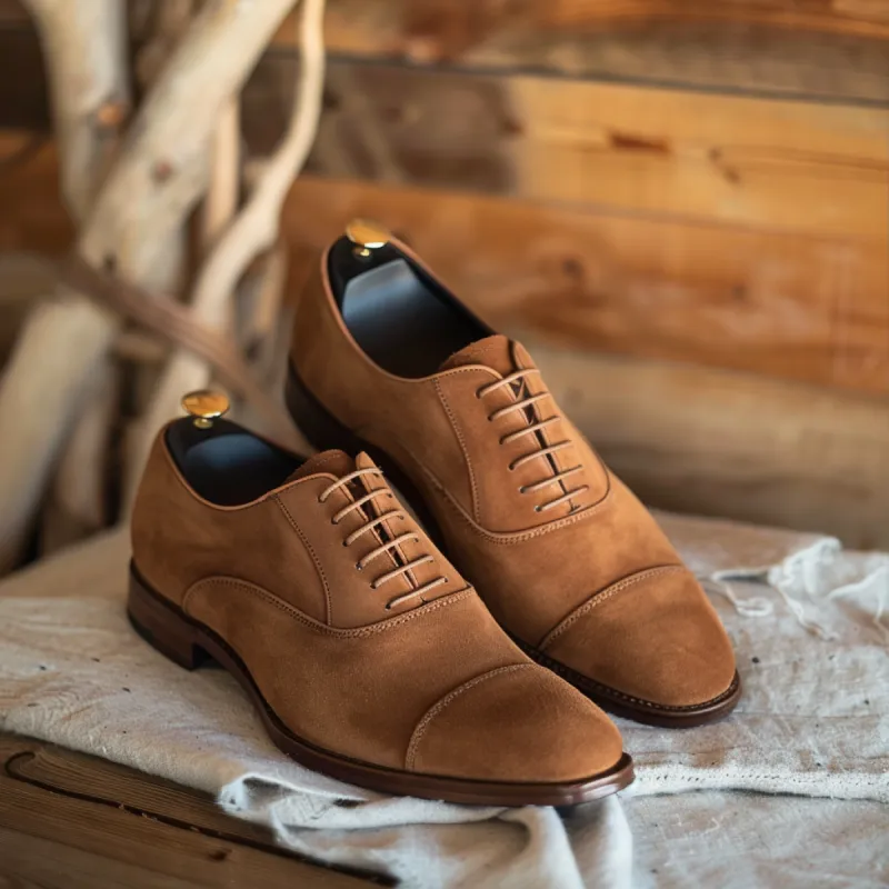 Brown Nubuck Leather Camillo Oxfords sold by Costoso Italiano