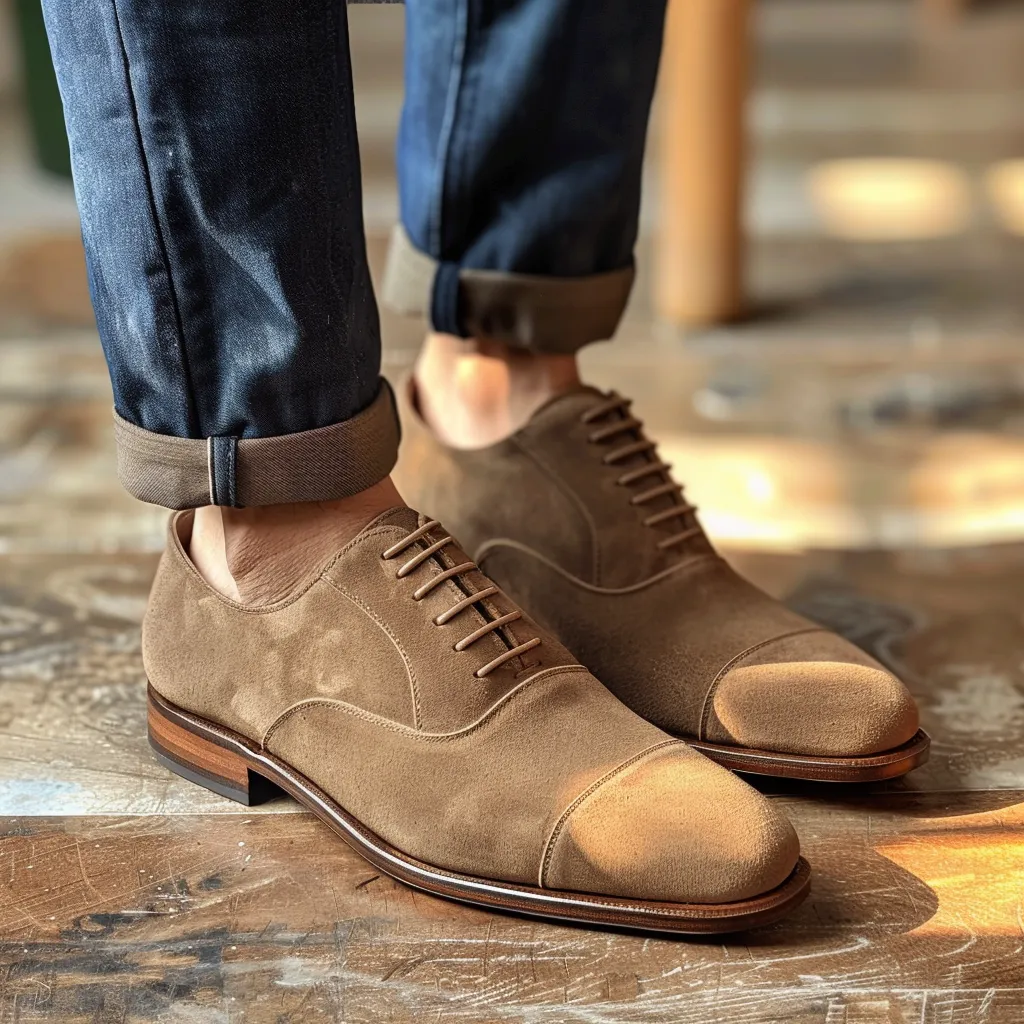 Brown Nubuck Leather Calogero Oxfords sold by Costoso Italiano
