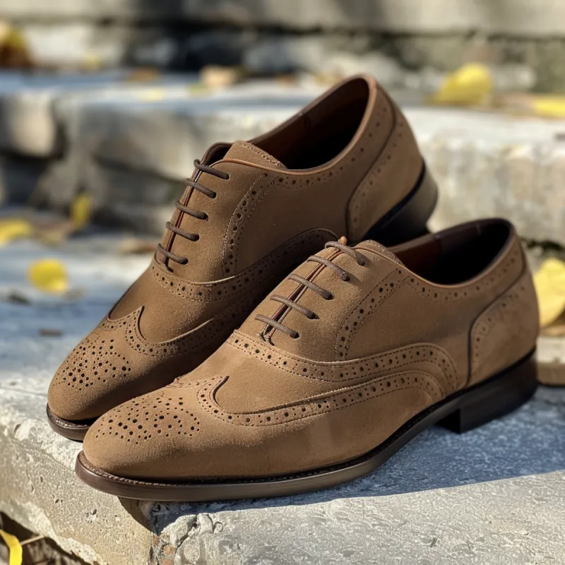 Brown Nubuck Leather Bruno Oxfords sold by Costoso Italiano