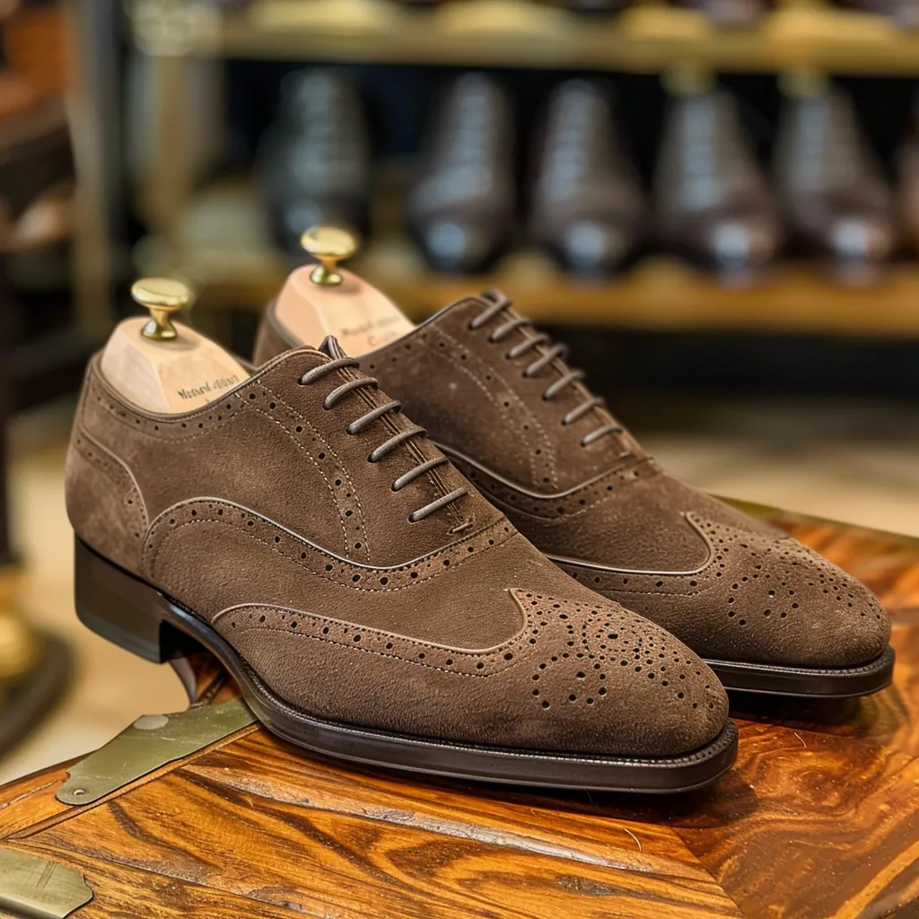 Brown Nubuck Leather Benigno Oxfords sold by Costoso Italiano
