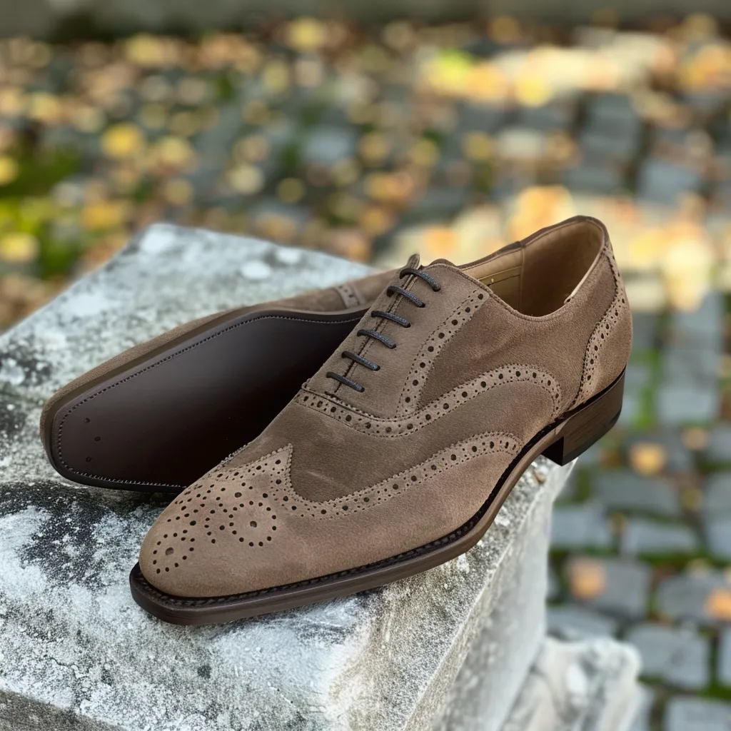 Brown Nubuck Leather Beniamino Oxfords sold by Costoso Italiano
