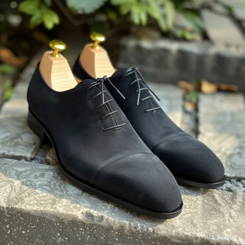 Black Nubuck Leather Attilio Oxfords sold by Costoso Italiano
