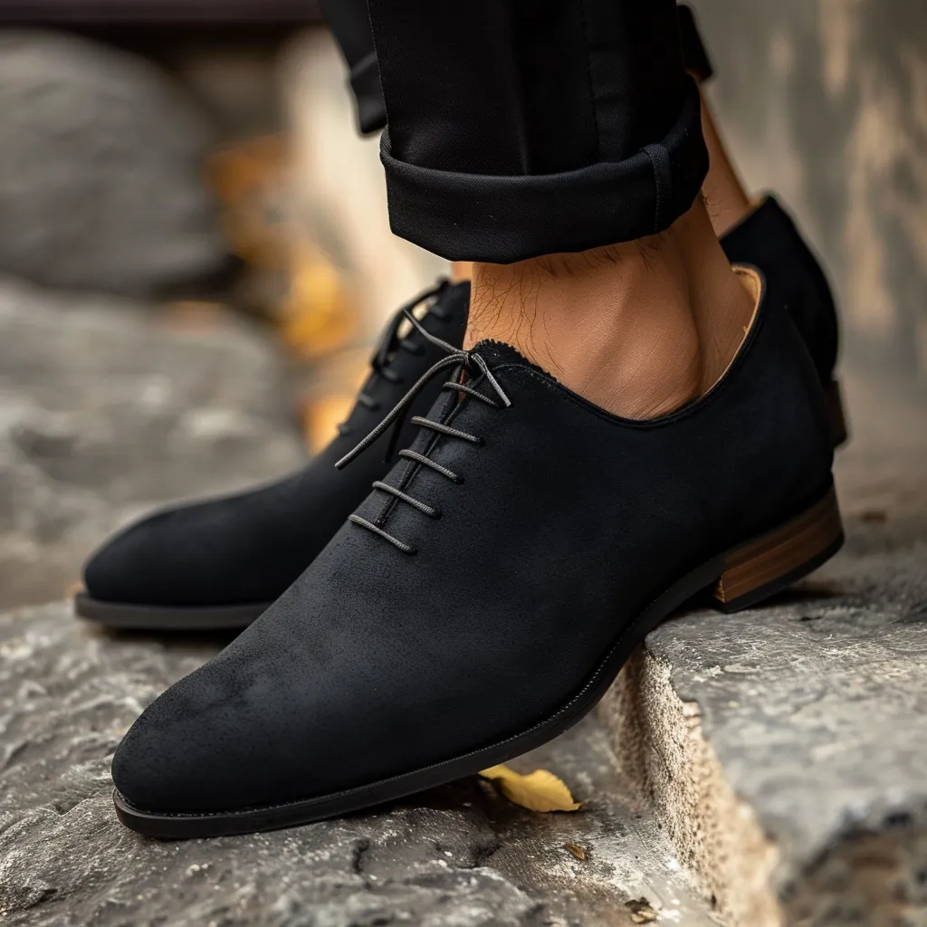 Black Nubuck Leather Silvio Oxfords sold by Costoso Italiano