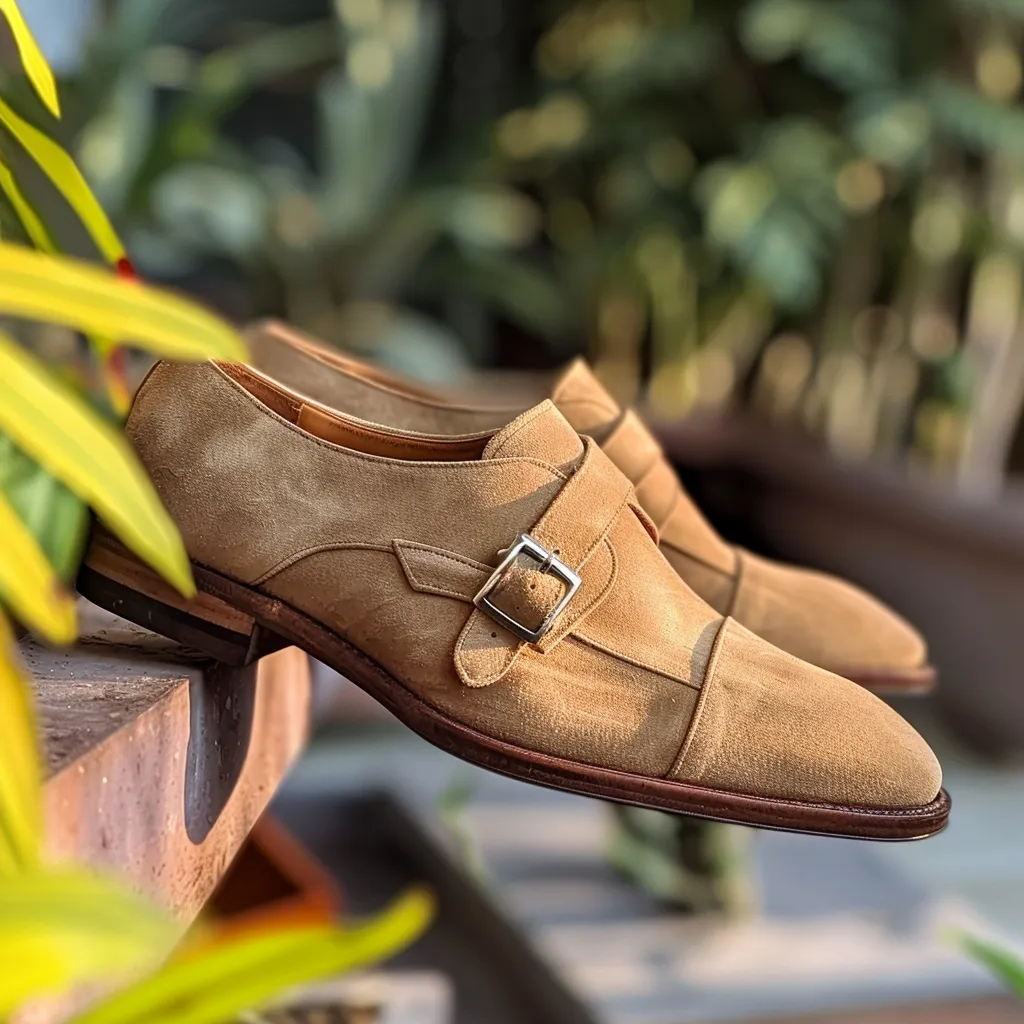 Tan Suede Ambrogio Monk Straps sold by Costoso Italiano