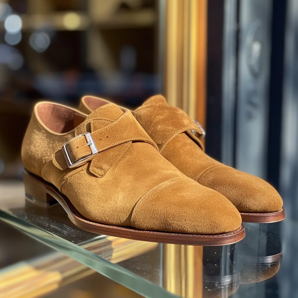 Tan Suede Alfrido Monk Straps sold by Costoso Italiano